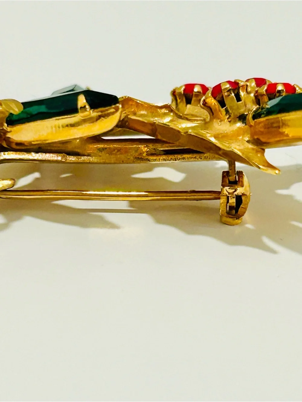 Vintage Christmas Brooch Holiday Holly Berries Brushed Goldtone Pin Back